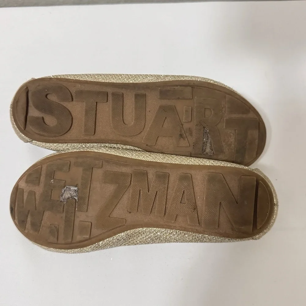 STUART WEITZMAN Gold Metallic Ballet Flat Shoes, Size: 1‎ Girls